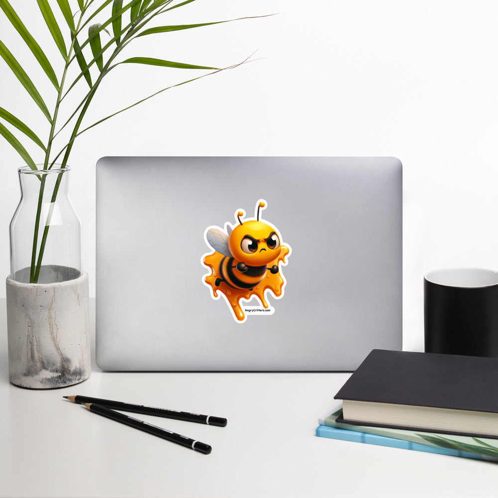 Angry Critters - Bee Stuck in Honey Bubble-free stickers