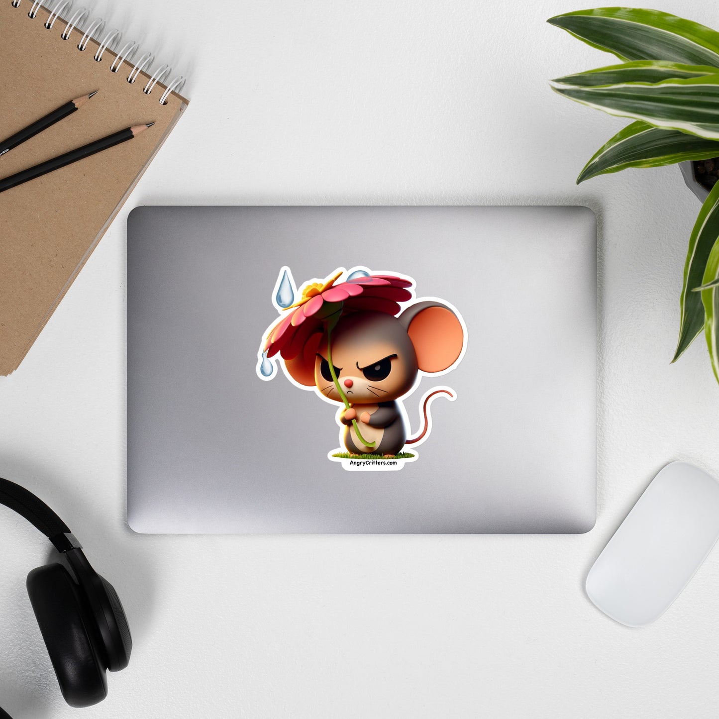 Angry Critters - Mouse with Flower Umbrella Bubble-free stickers