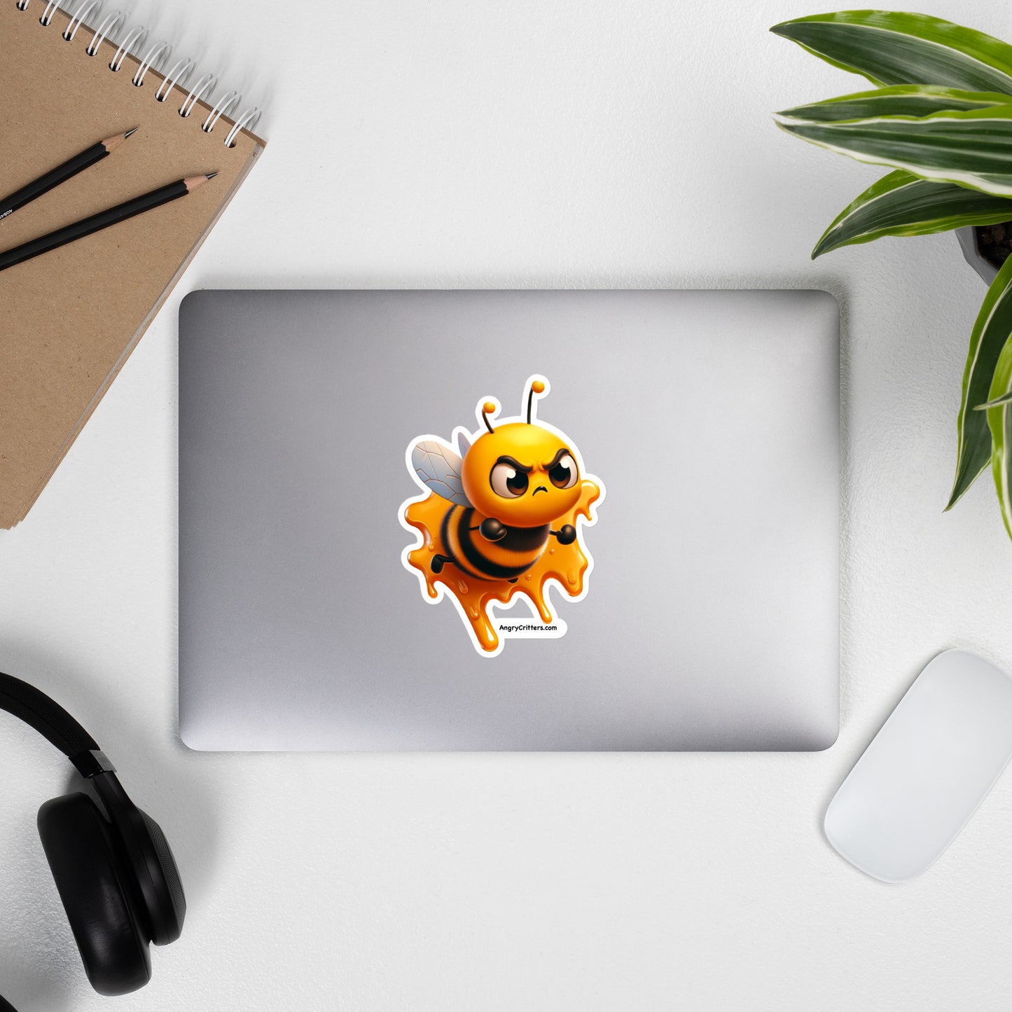 Angry Critters - Bee Stuck in Honey Bubble-free stickers