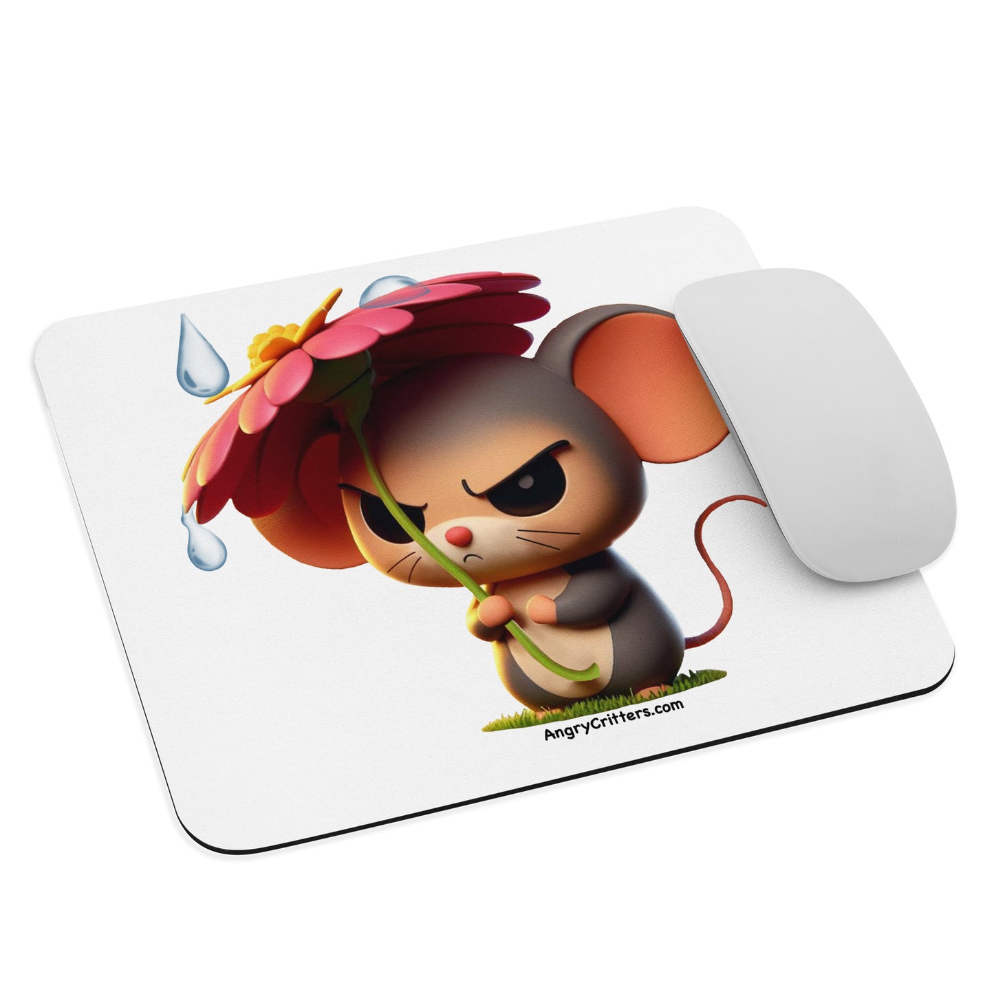 Angry Critters - Mouse with Flower Umbrella Mouse pad