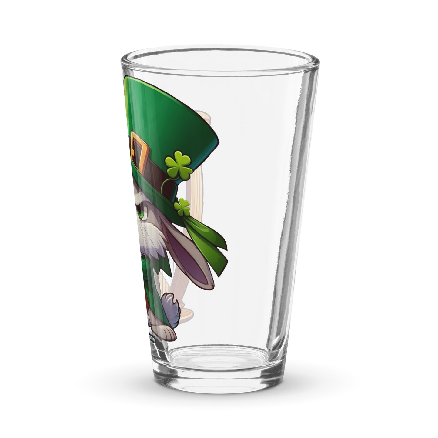 Angry Critters - Irish Hare with Celtic Harp Shaker pint glass