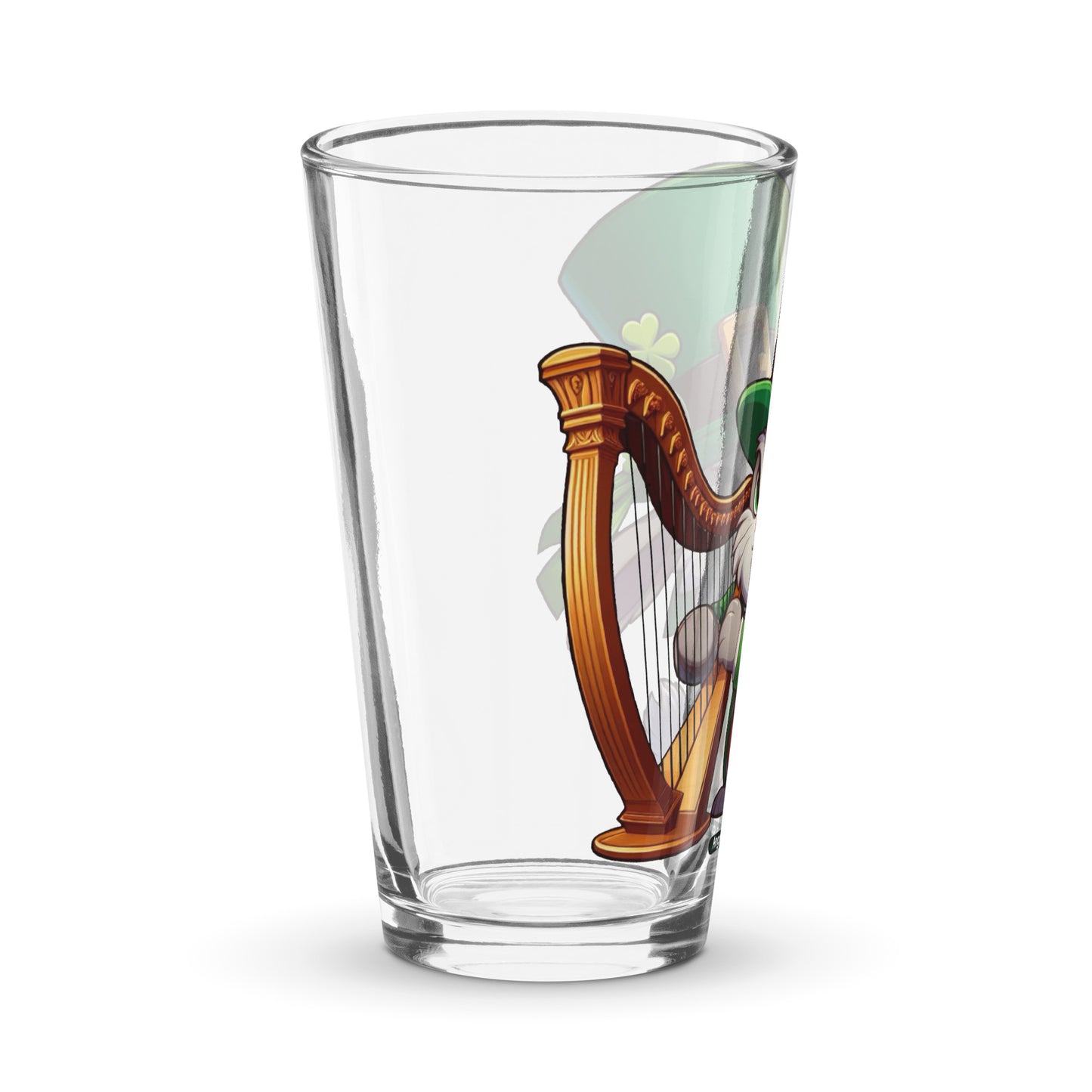 Angry Critters - Irish Hare with Celtic Harp Shaker pint glass