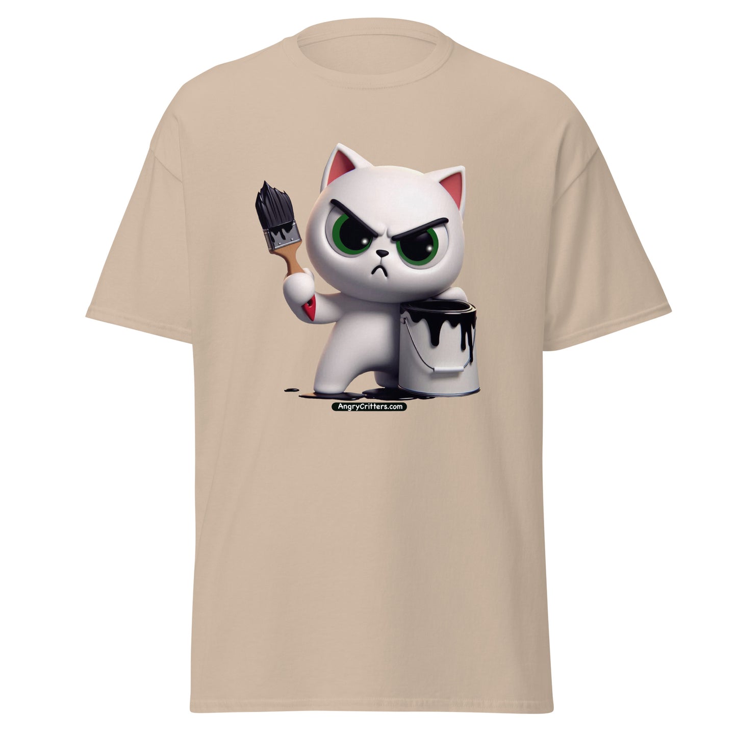 Angry Critters - White Cat with Black Paint, Unisex classic tee