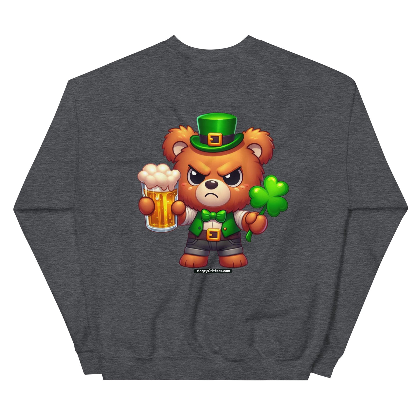 Angry Critters - St. Patrick's Day Bear 2-sided Unisex Sweatshirt