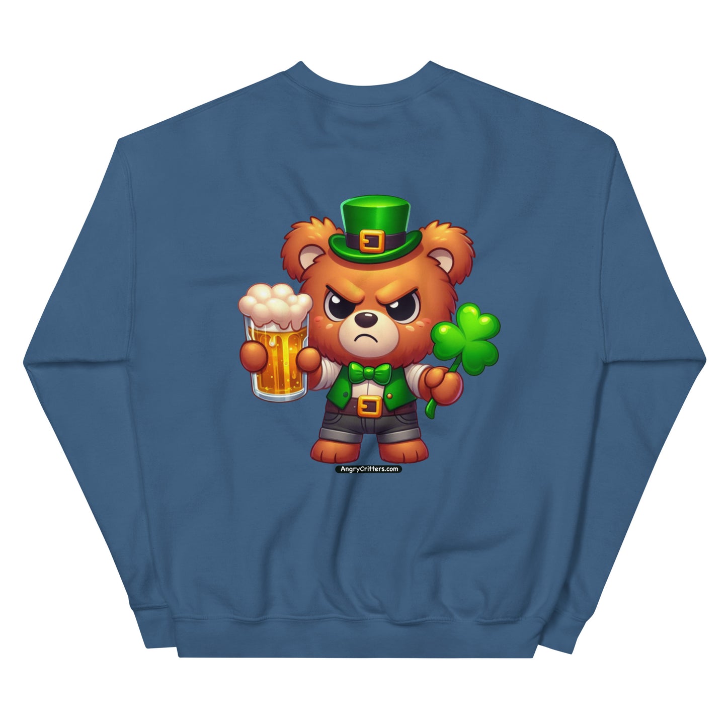 Angry Critters - St. Patrick's Day Bear 2-sided Unisex Sweatshirt