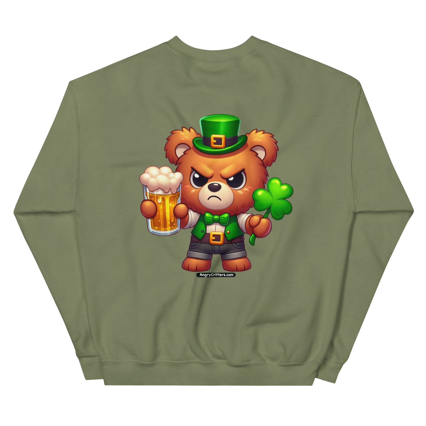 Angry Critters - St. Patrick's Day Bear 2-sided Unisex Sweatshirt