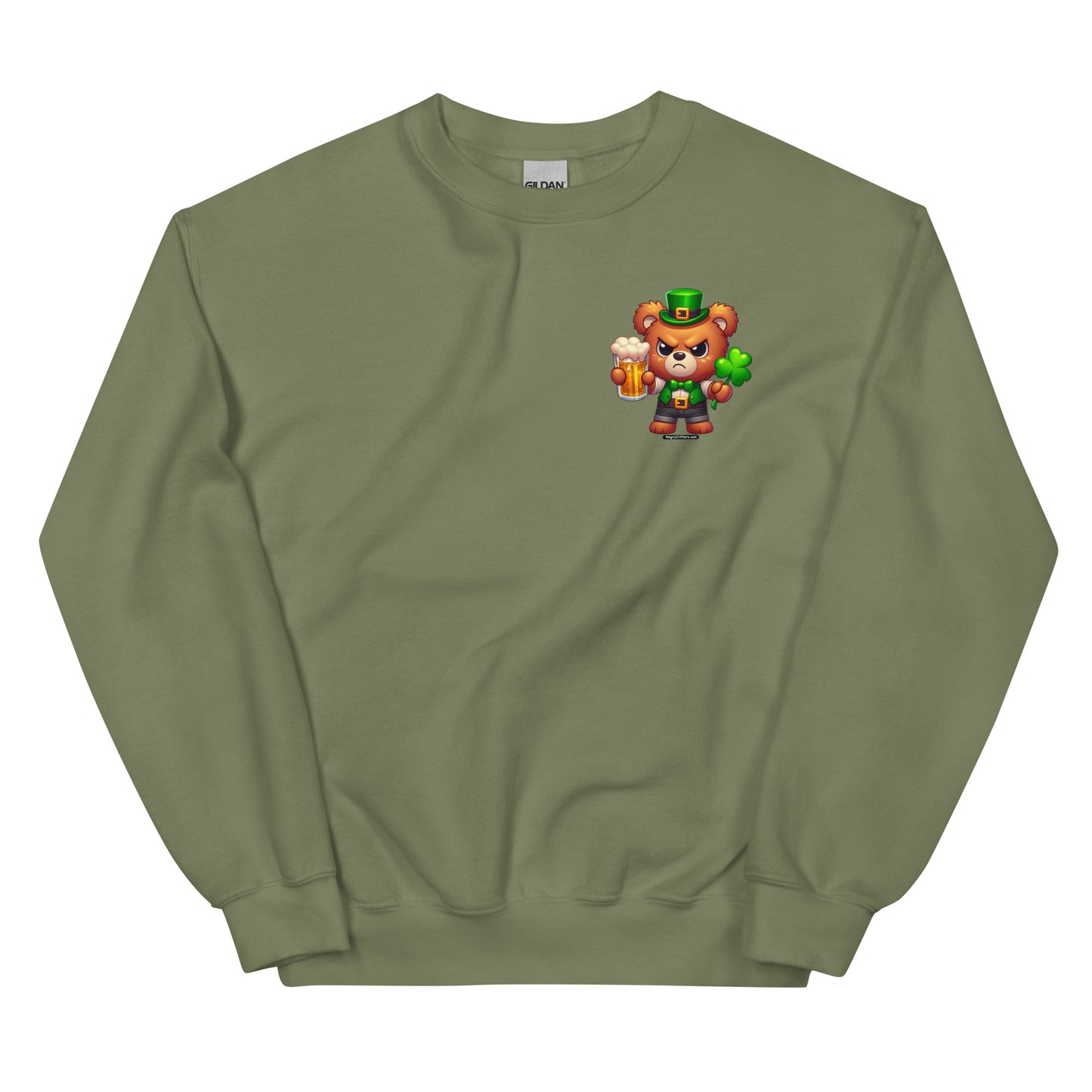 Angry Critters - St. Patrick's Day Bear 2-sided Unisex Sweatshirt