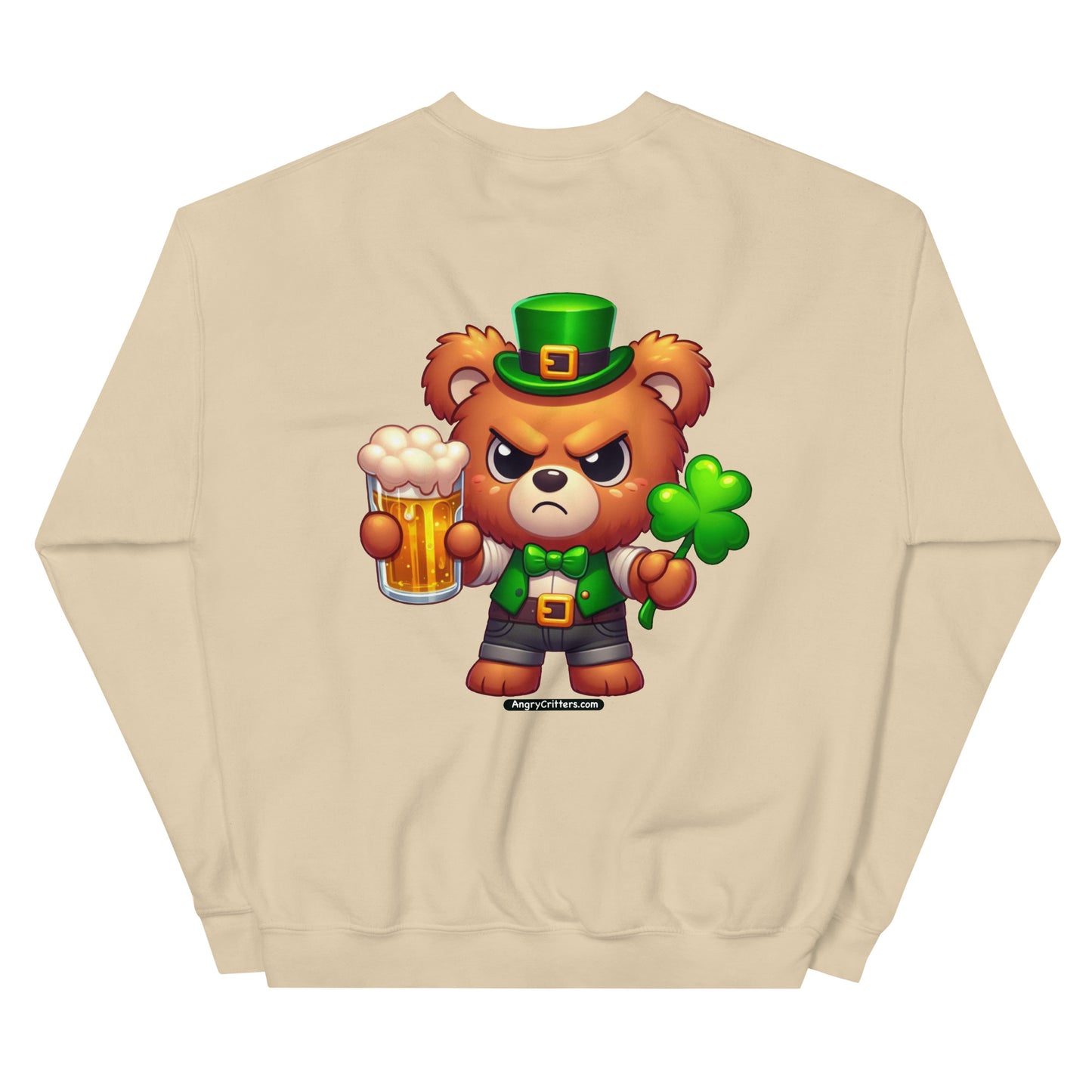 Angry Critters - St. Patrick's Day Bear 2-sided Unisex Sweatshirt