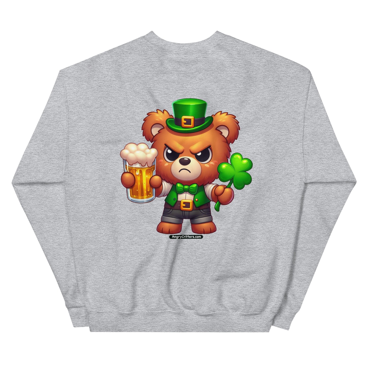 Angry Critters - St. Patrick's Day Bear 2-sided Unisex Sweatshirt
