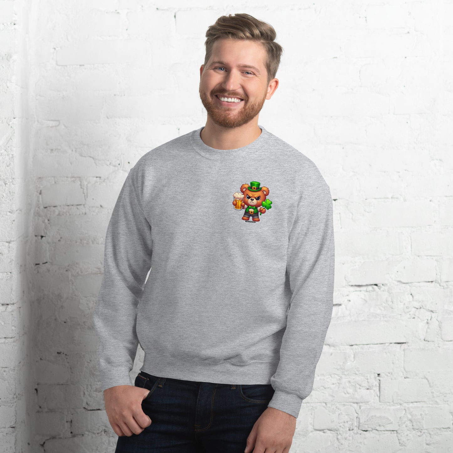 Angry Critters - St. Patrick's Day Bear 2-sided Unisex Sweatshirt
