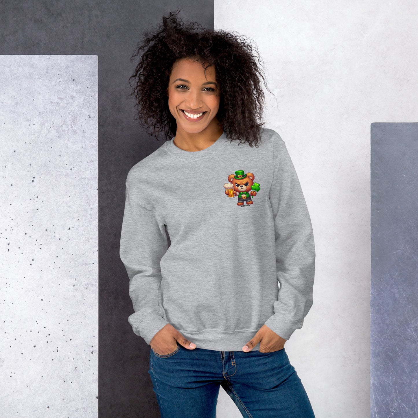 Angry Critters - St. Patrick's Day Bear 2-sided Unisex Sweatshirt