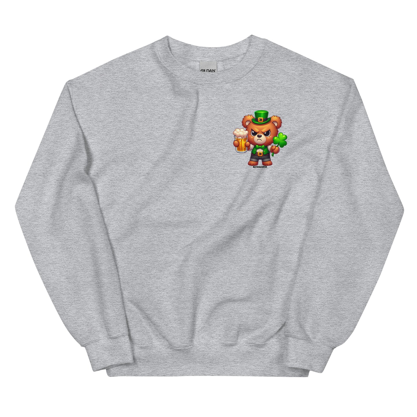 Angry Critters - St. Patrick's Day Bear 2-sided Unisex Sweatshirt