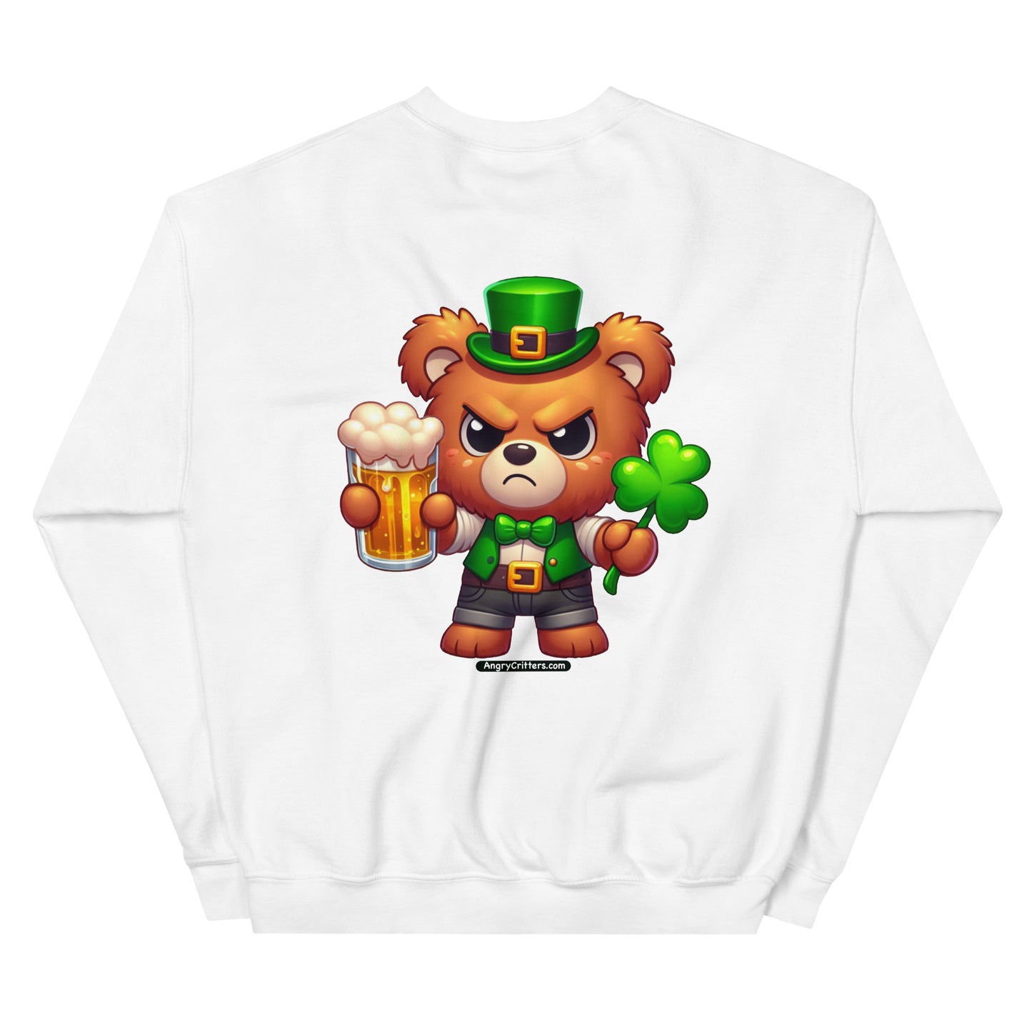 Angry Critters - St. Patrick's Day Bear 2-sided Unisex Sweatshirt