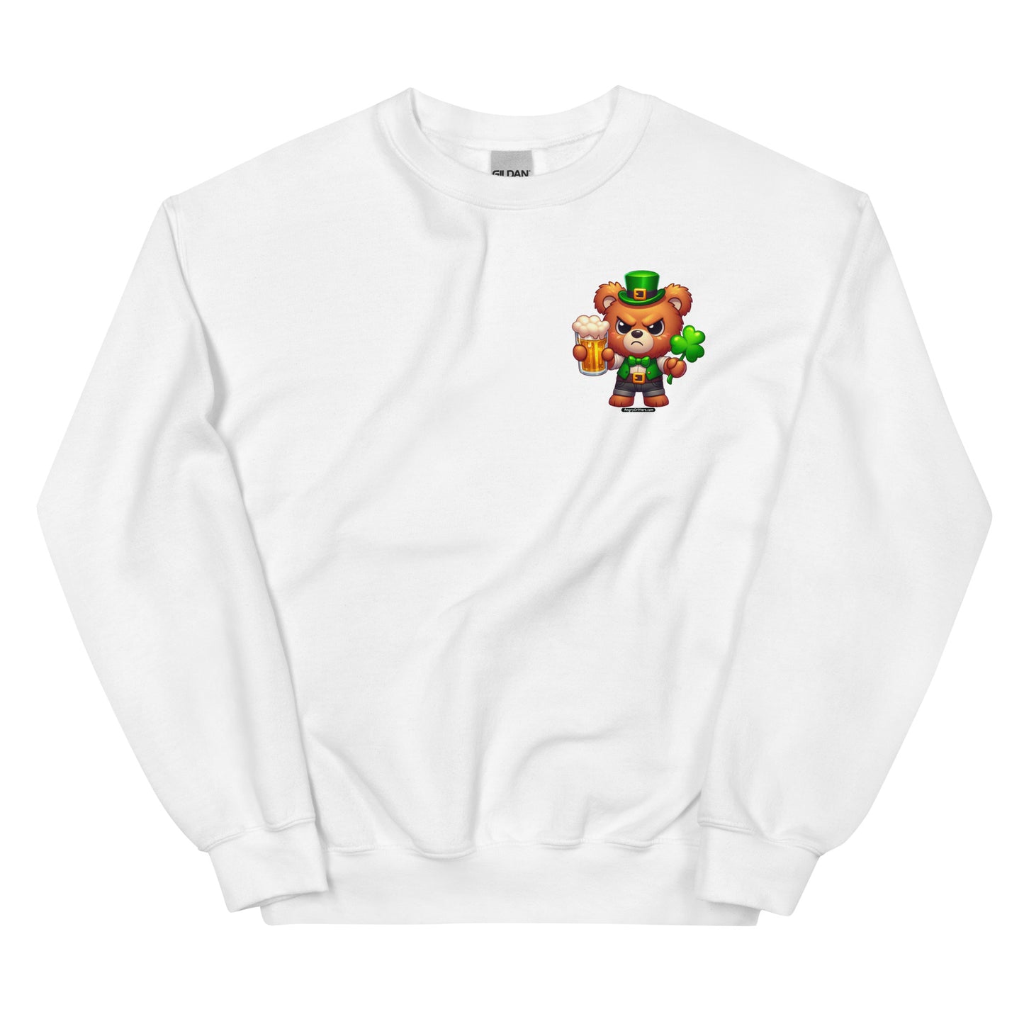 Angry Critters - St. Patrick's Day Bear 2-sided Unisex Sweatshirt