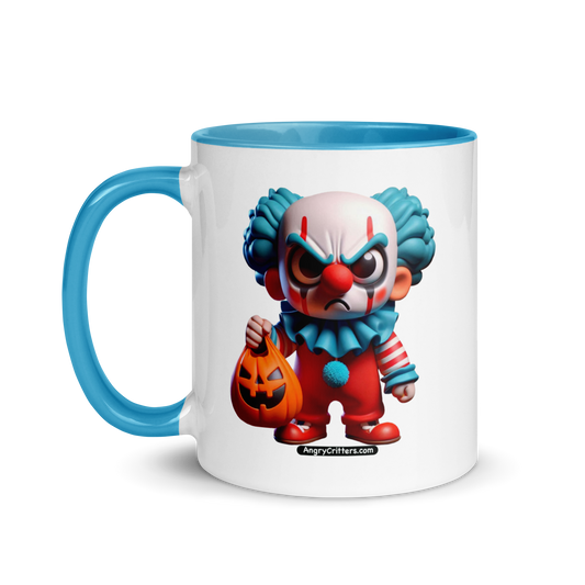 Angry Critters - Halloween Clown Blue, Mug with Color Inside