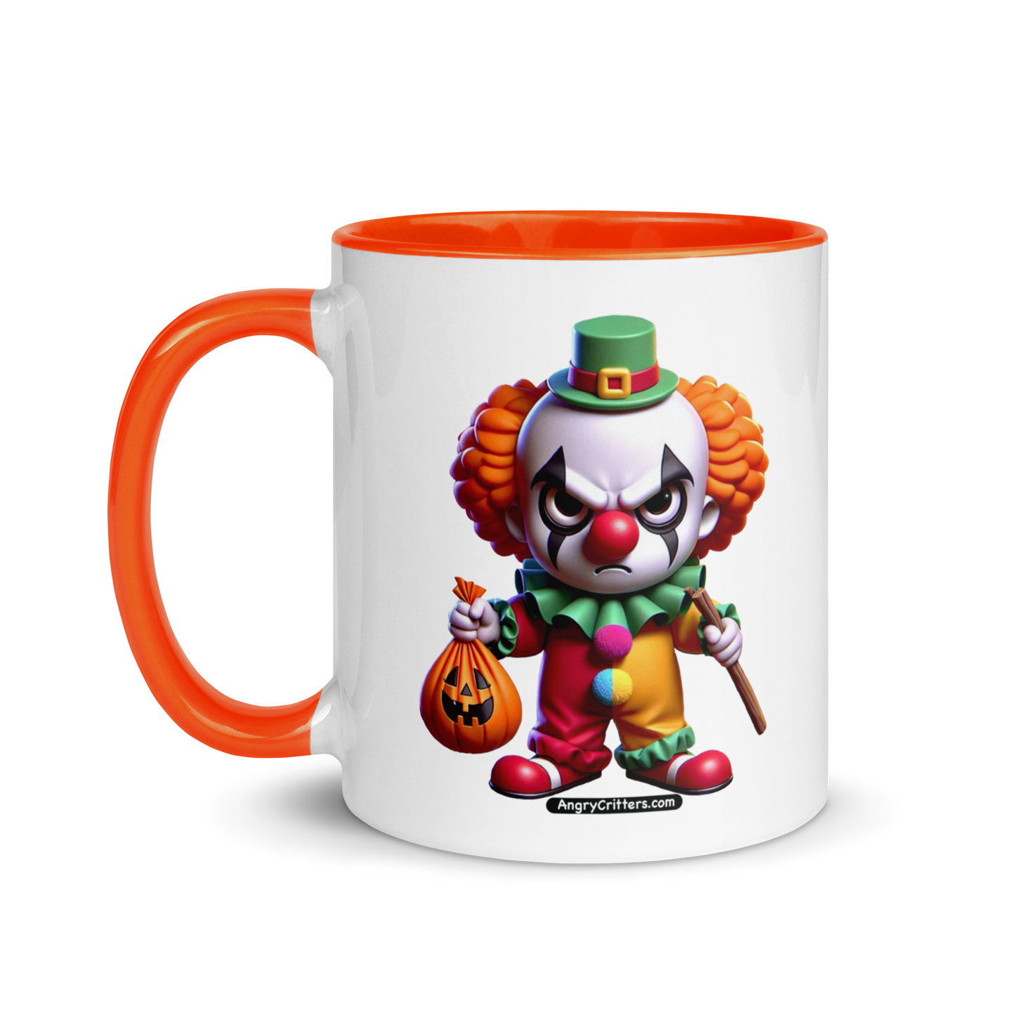 Angry Critters - Halloween Clown Orange, Mug with Color Inside