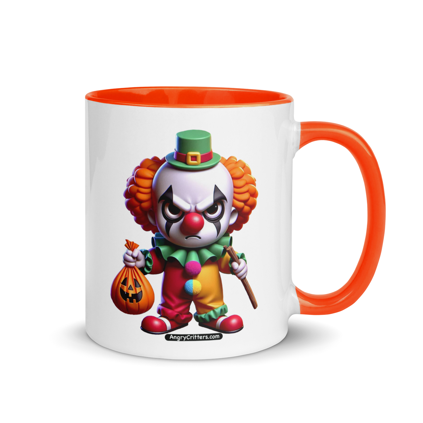 Angry Critters - Halloween Clown Orange, Mug with Color Inside