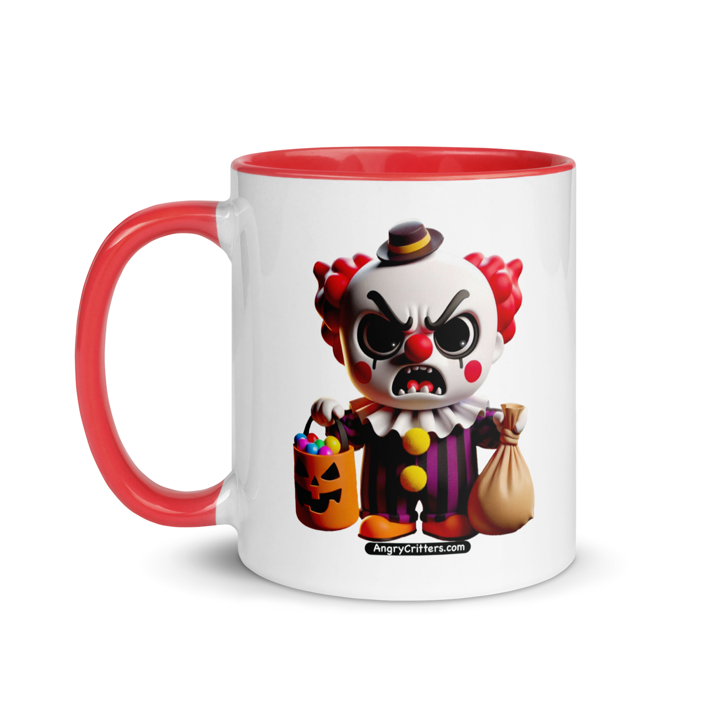 Angry Critters - Halloween Clown Red, Mug with Color Inside