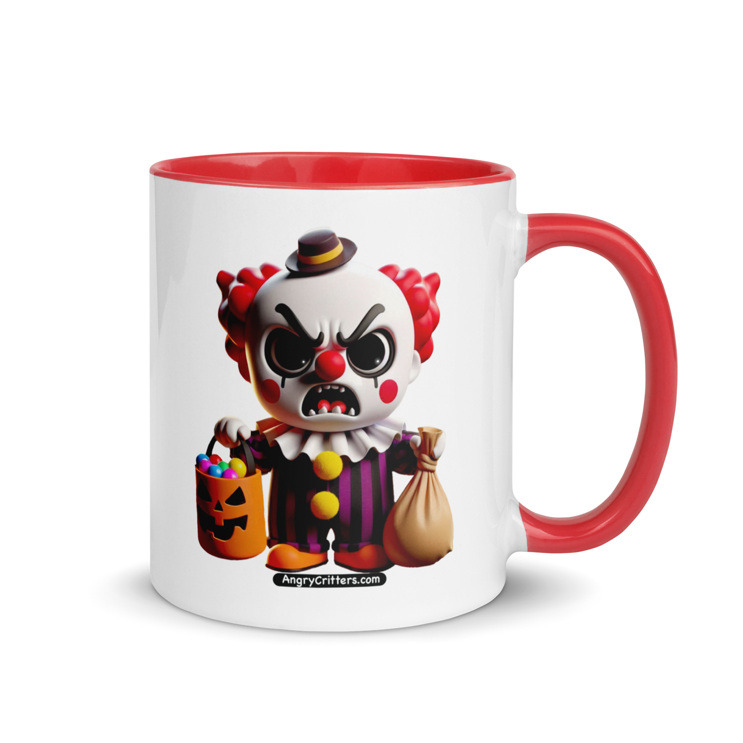 Angry Critters - Halloween Clown Red, Mug with Color Inside