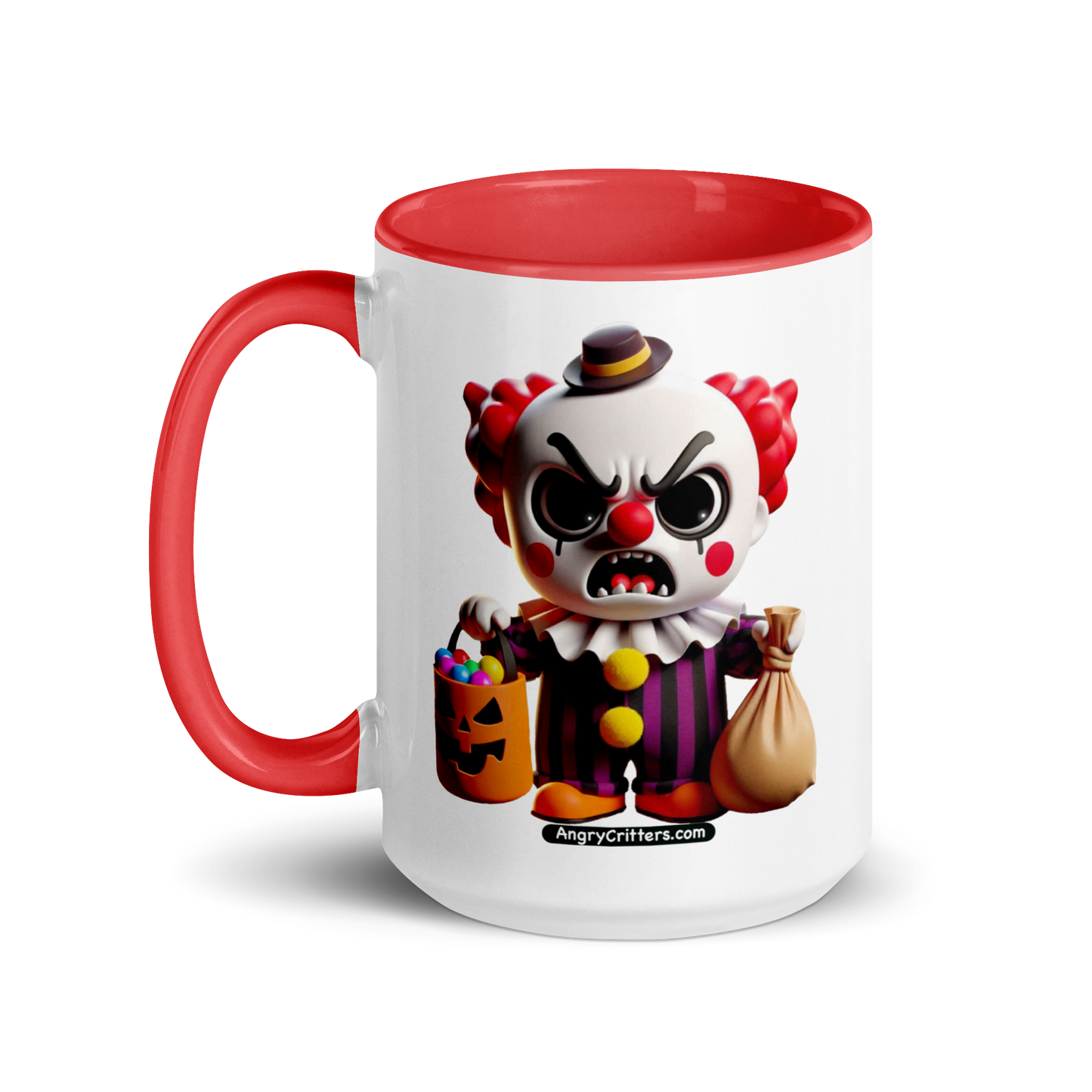 Angry Critters - Halloween Clown Red, Mug with Color Inside