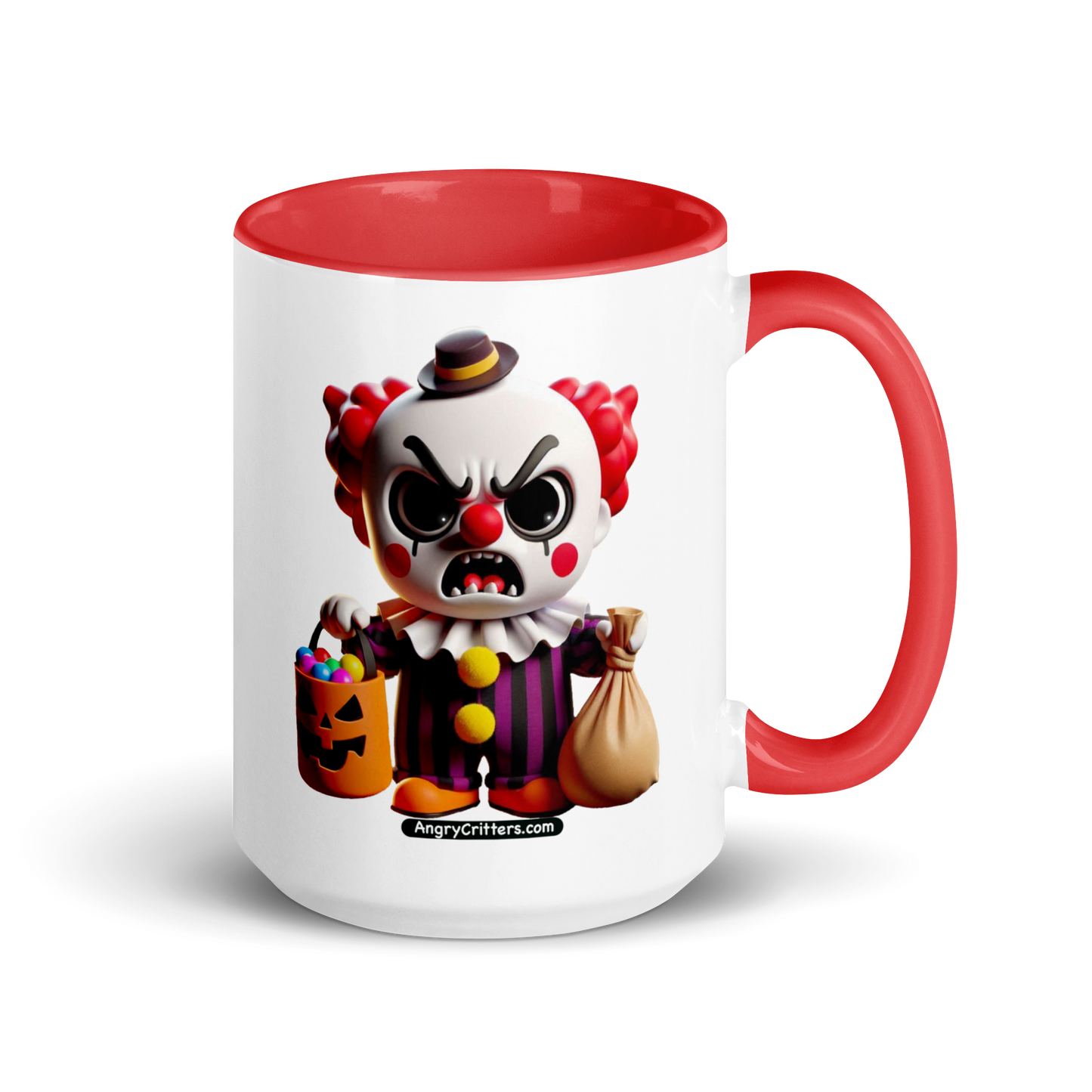 Angry Critters - Halloween Clown Red, Mug with Color Inside