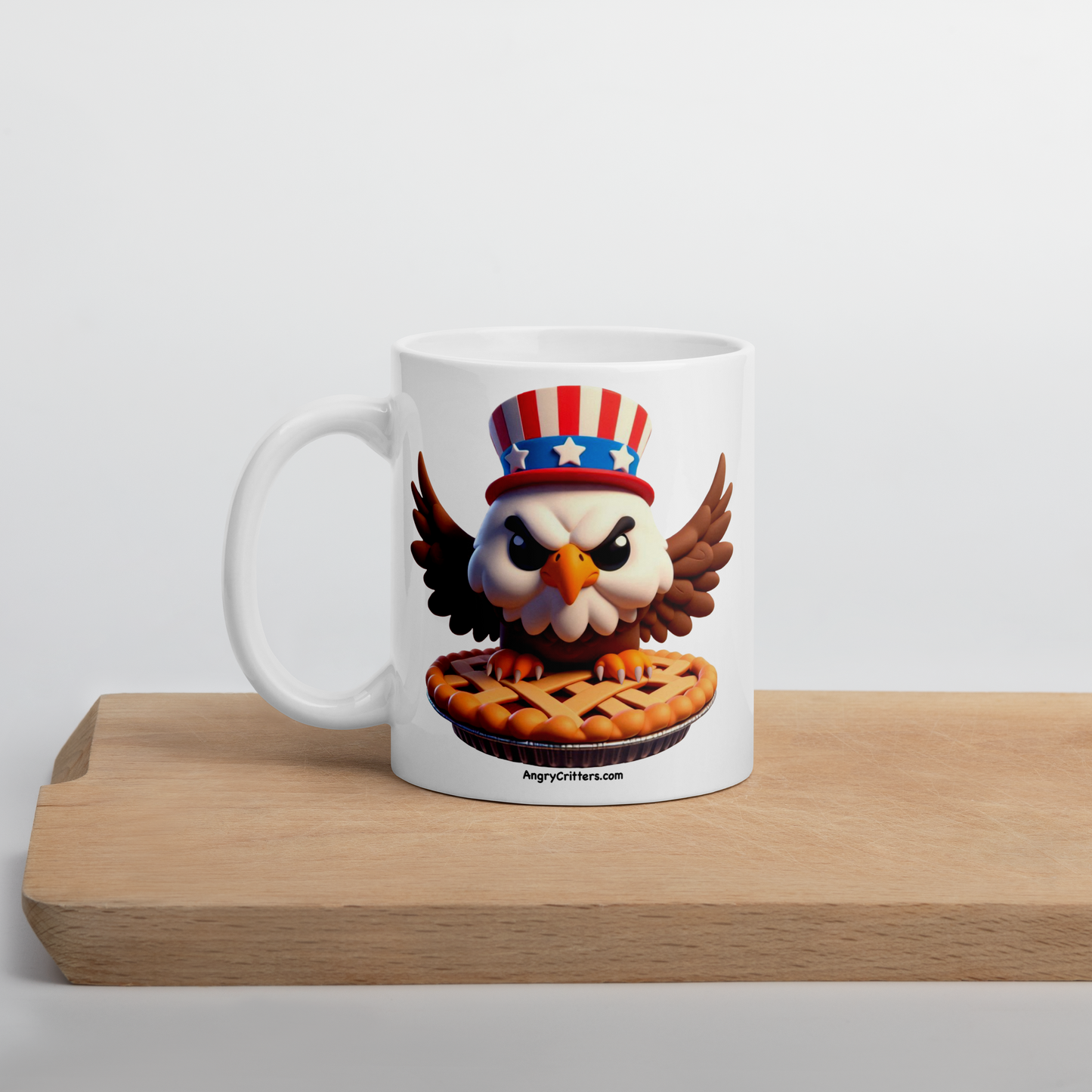 Angry Critters - American Eagle, White glossy mug