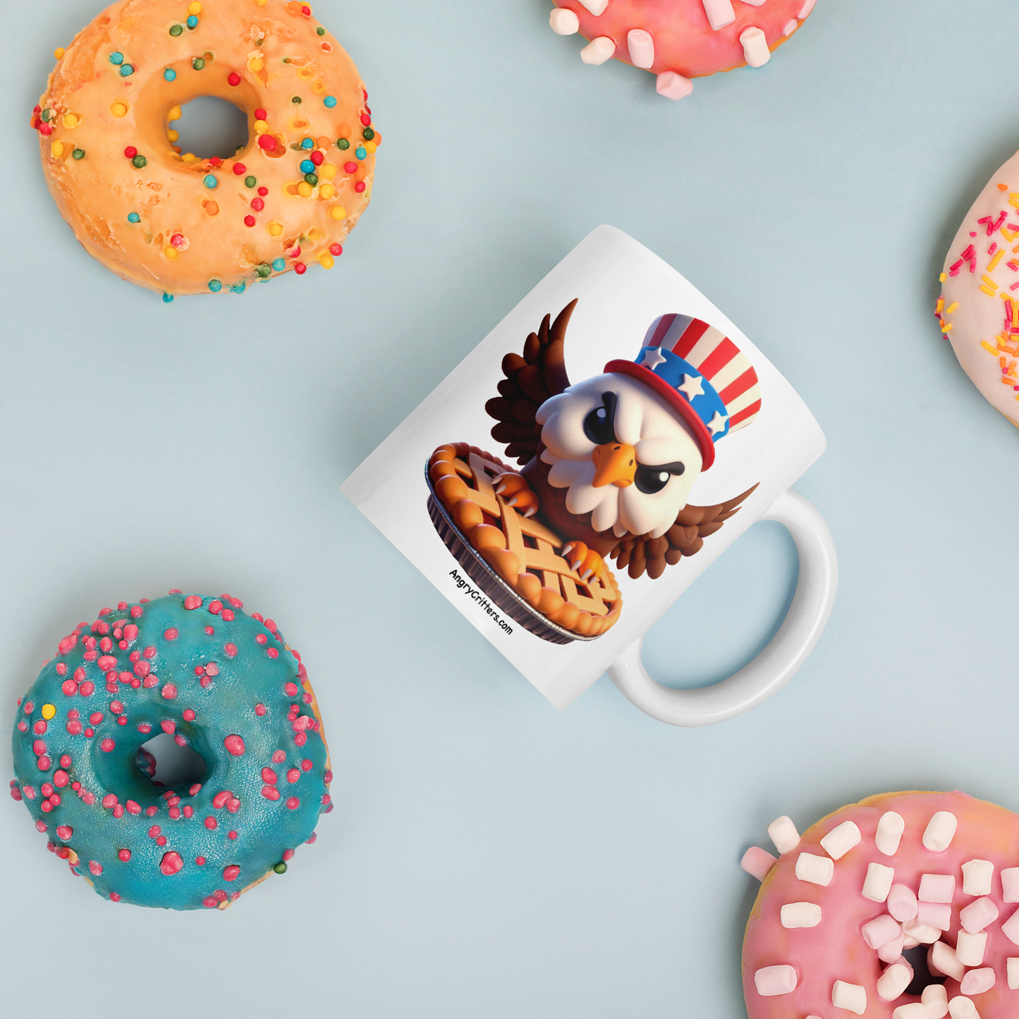 Angry Critters - American Eagle, White glossy mug