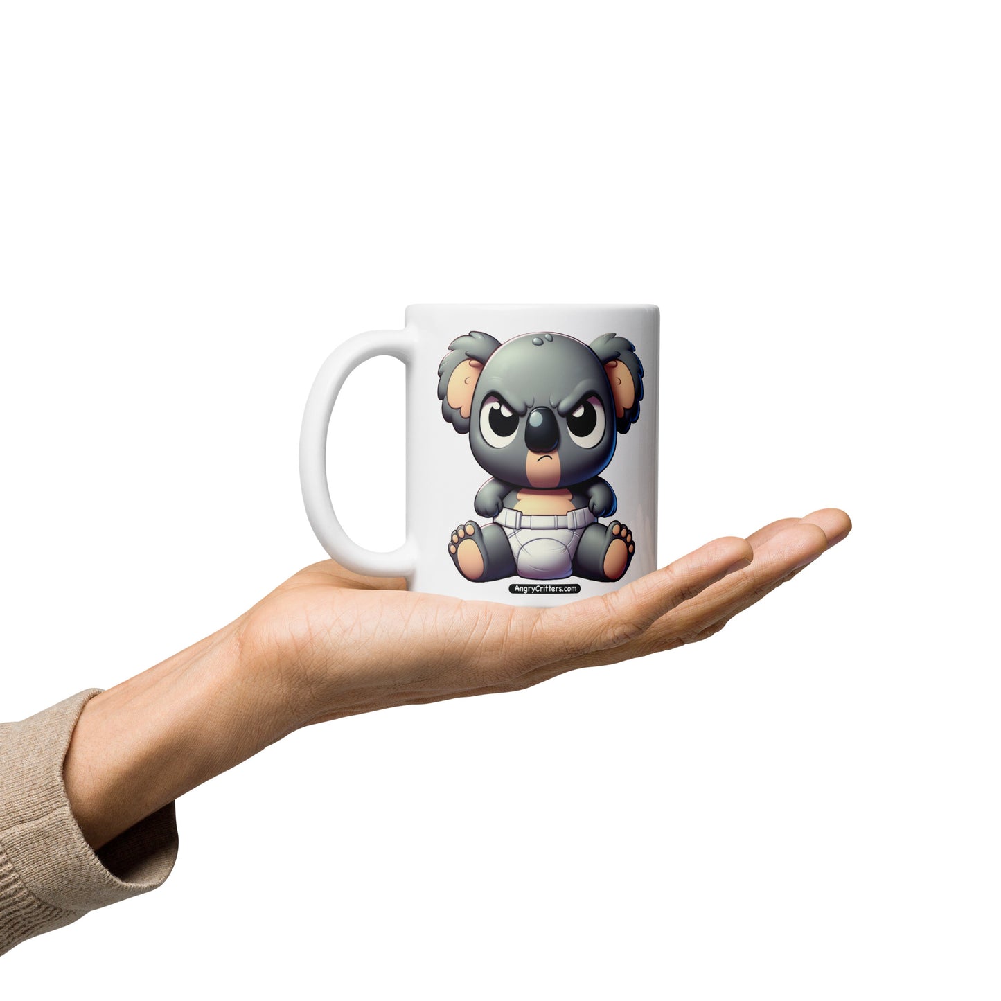 Angry Critters - Koala Baby White glossy mug