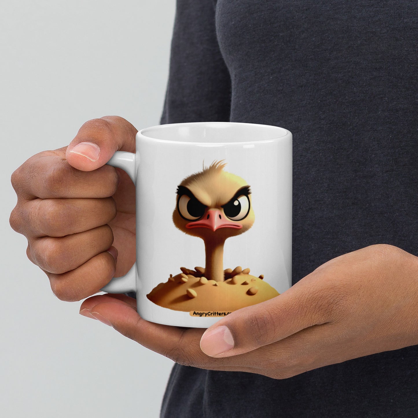 Angry Critters - Ostrich White glossy mug