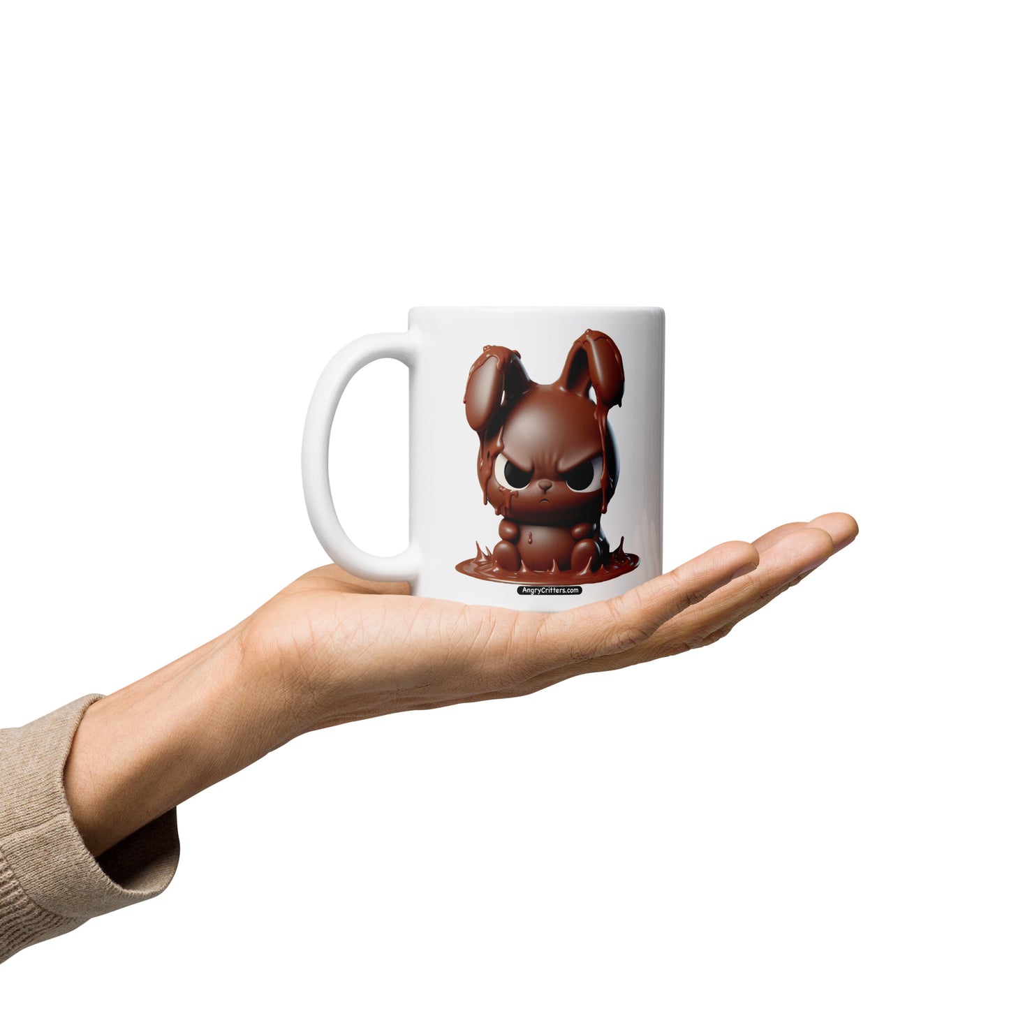 Angry Critters - Chocolate Bunny Melting White glossy mug