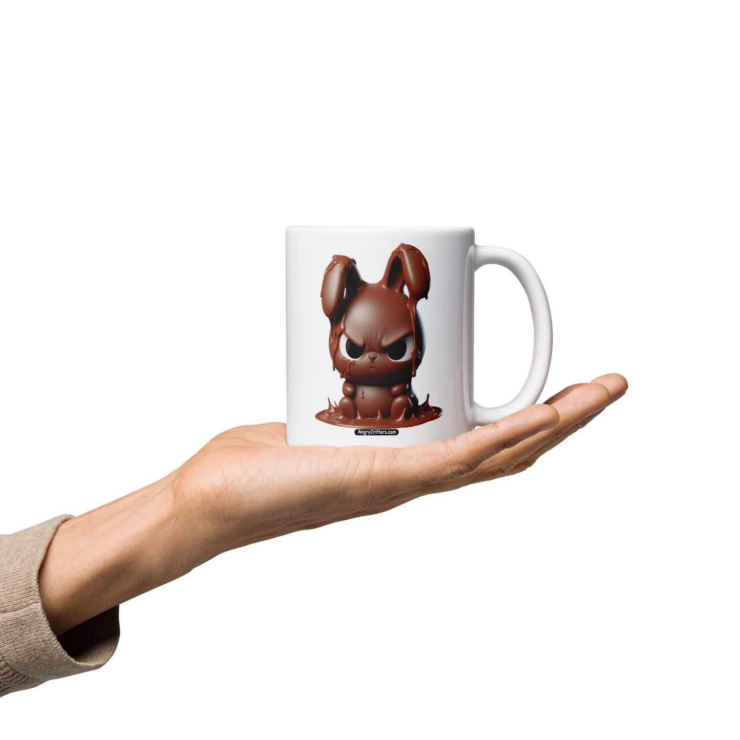 Angry Critters - Chocolate Bunny Melting White glossy mug