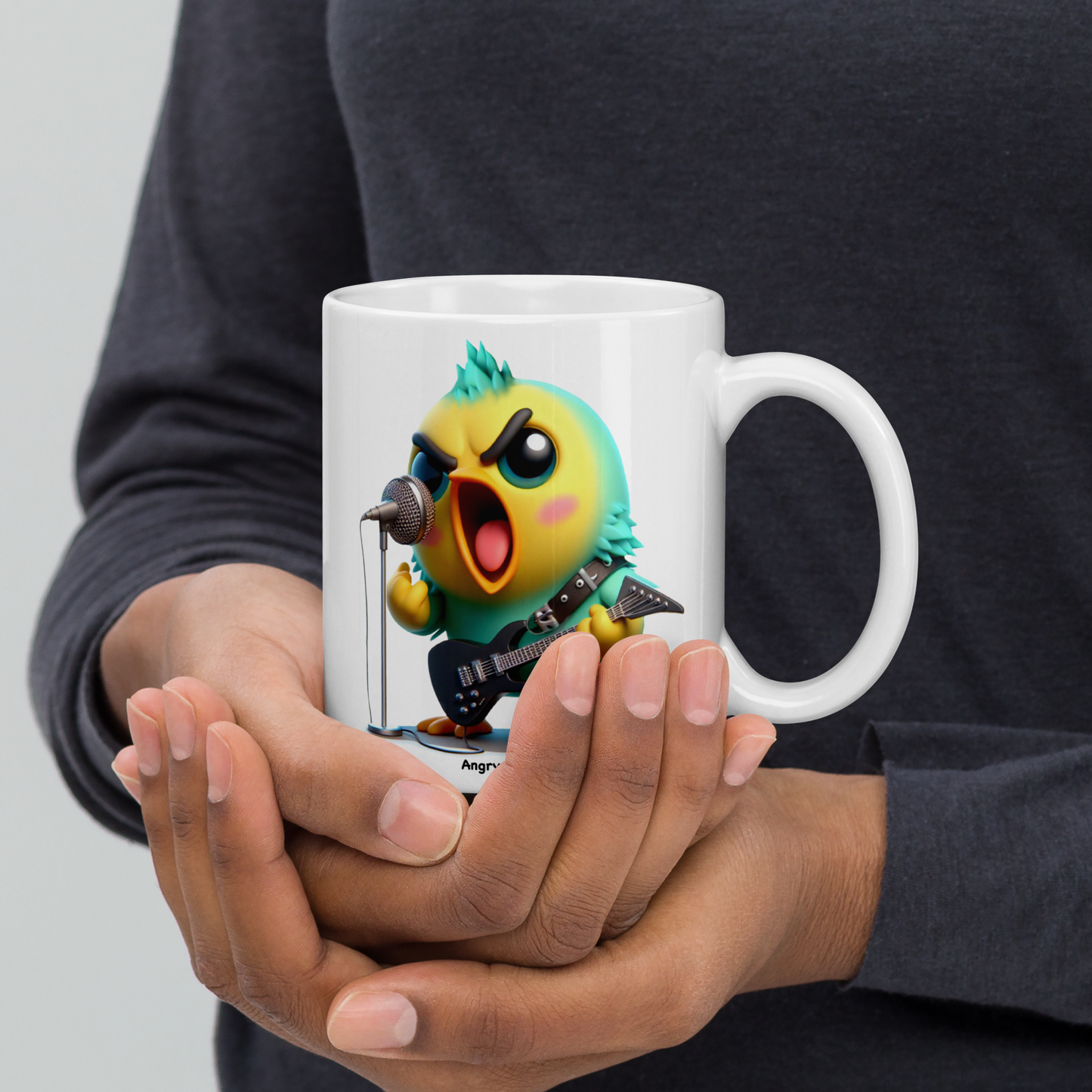 Angry Critters - Parakeet with an Axe, White glossy mug