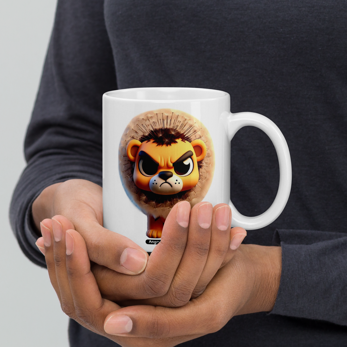 Angry Critters - Dandy Lion White glossy mug