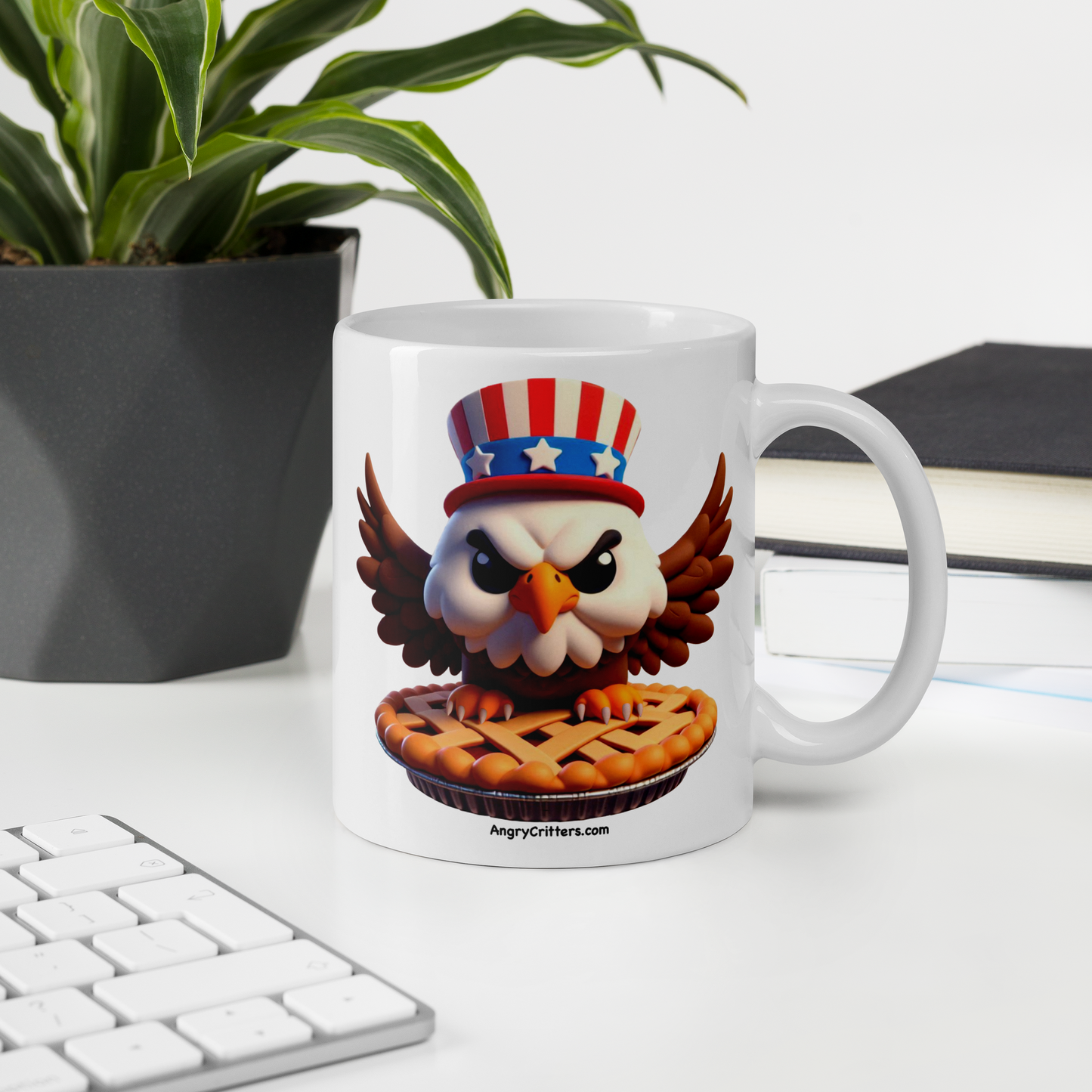 Angry Critters - American Eagle, White glossy mug