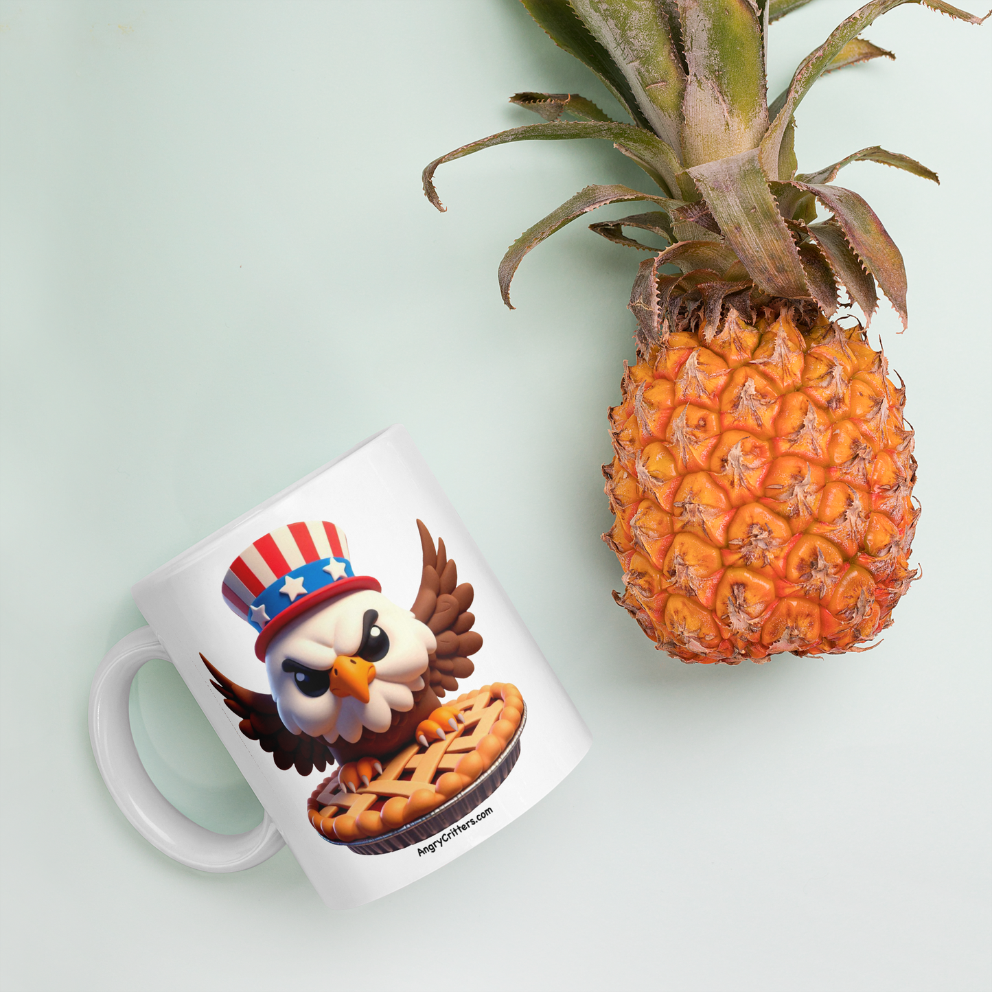 Angry Critters - American Eagle, White glossy mug