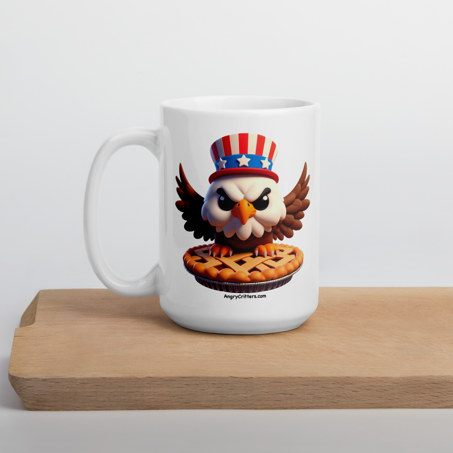 Angry Critters - American Eagle, White glossy mug