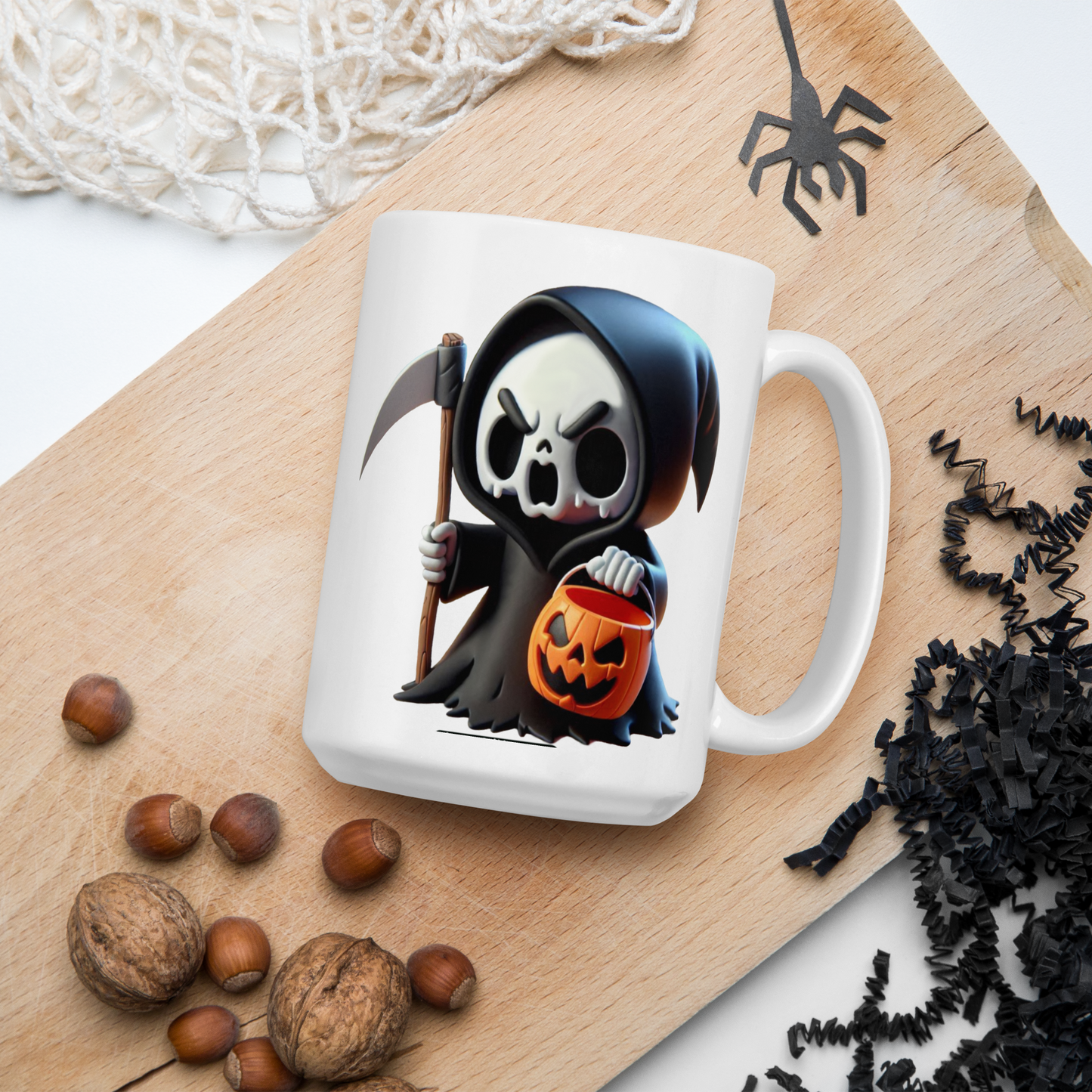 Angry Critters - Grim Reaper, White glossy mug