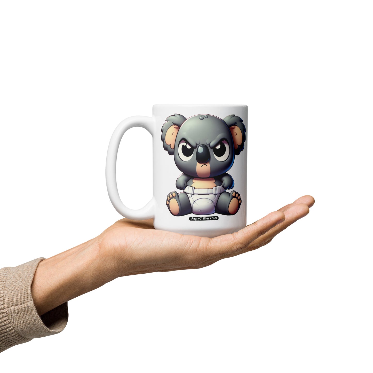 Angry Critters - Koala Baby White glossy mug