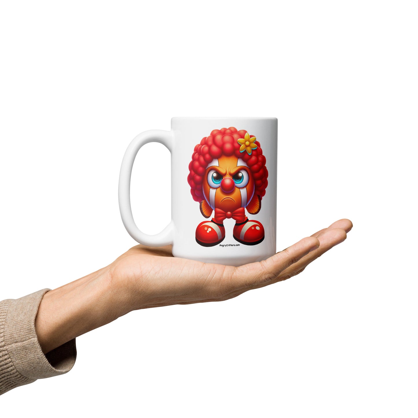 Angry Critters - Clownfish Clown White glossy mug