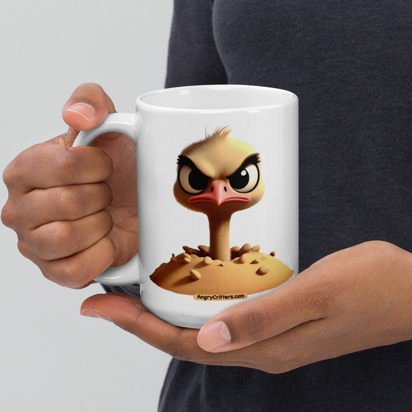 Angry Critters - Ostrich White glossy mug