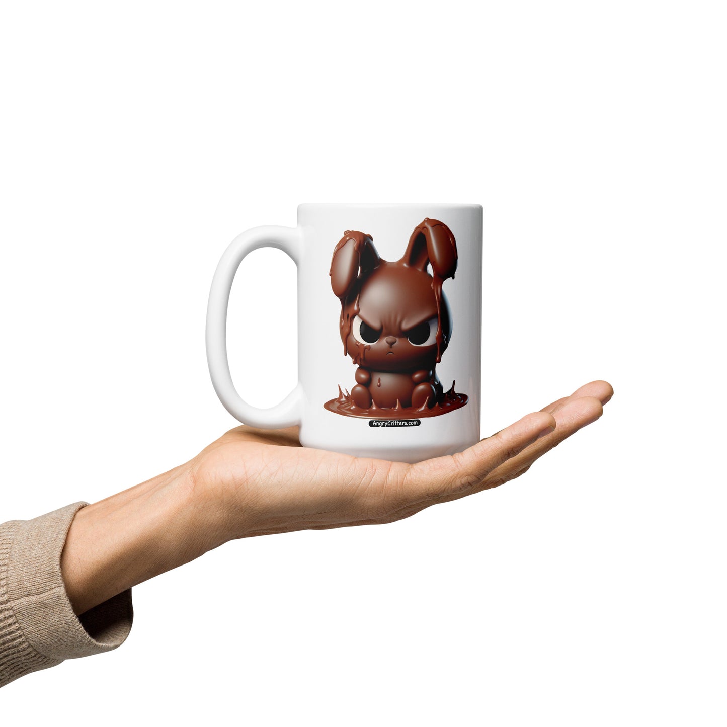 Angry Critters - Chocolate Bunny Melting White glossy mug