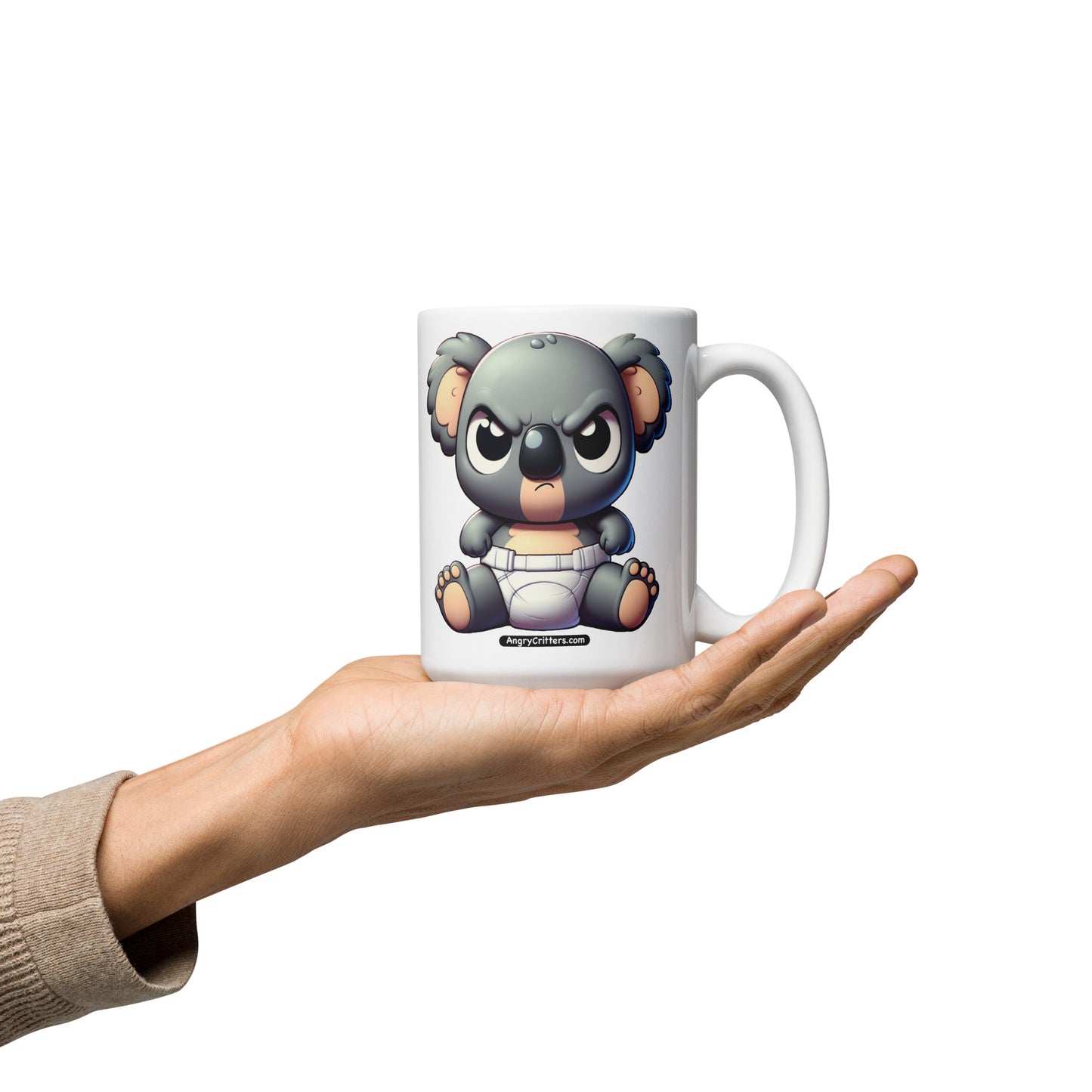 Angry Critters - Koala Baby White glossy mug