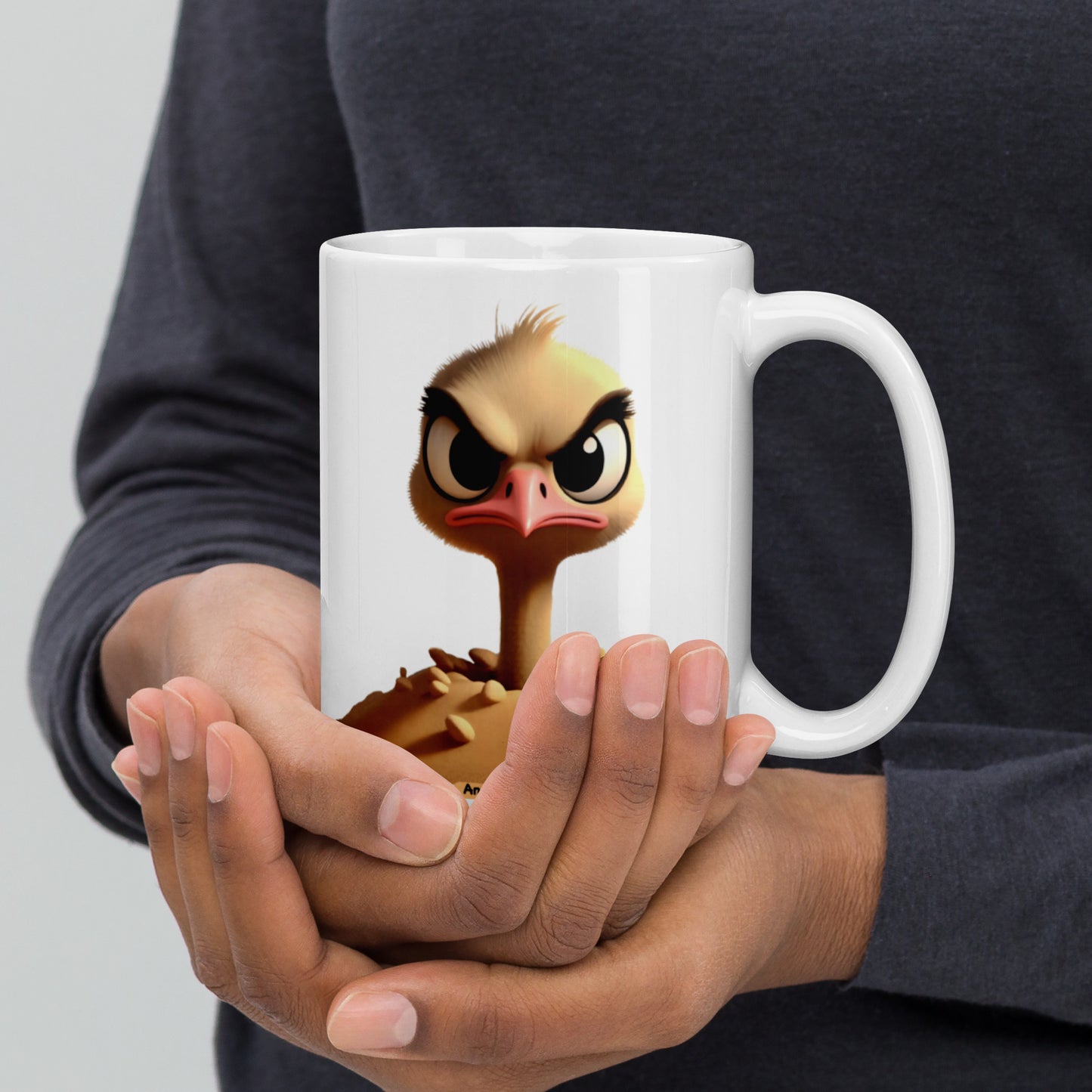 Angry Critters - Ostrich White glossy mug