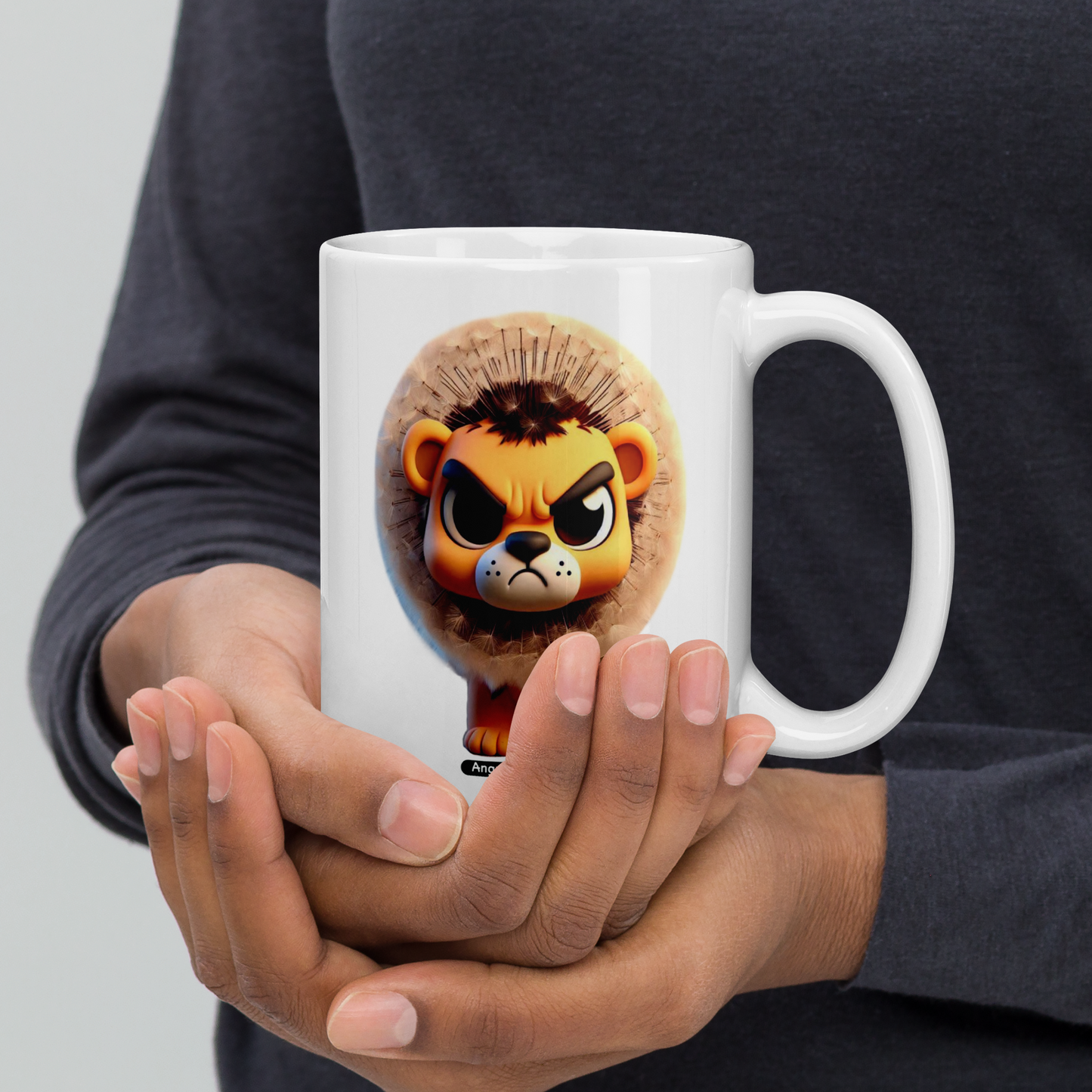 Angry Critters - Dandy Lion White glossy mug