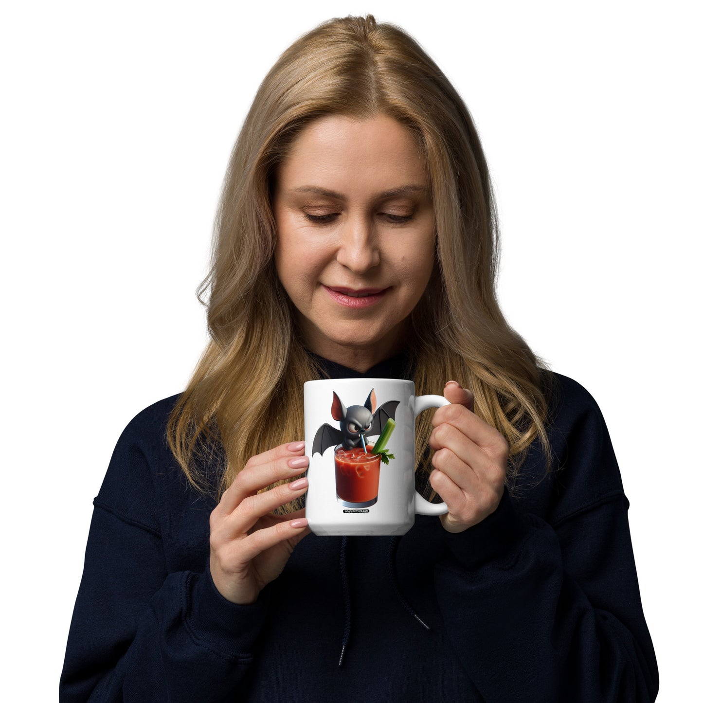 Angry Critters - Bat with Bloody Mary, White glossy mug