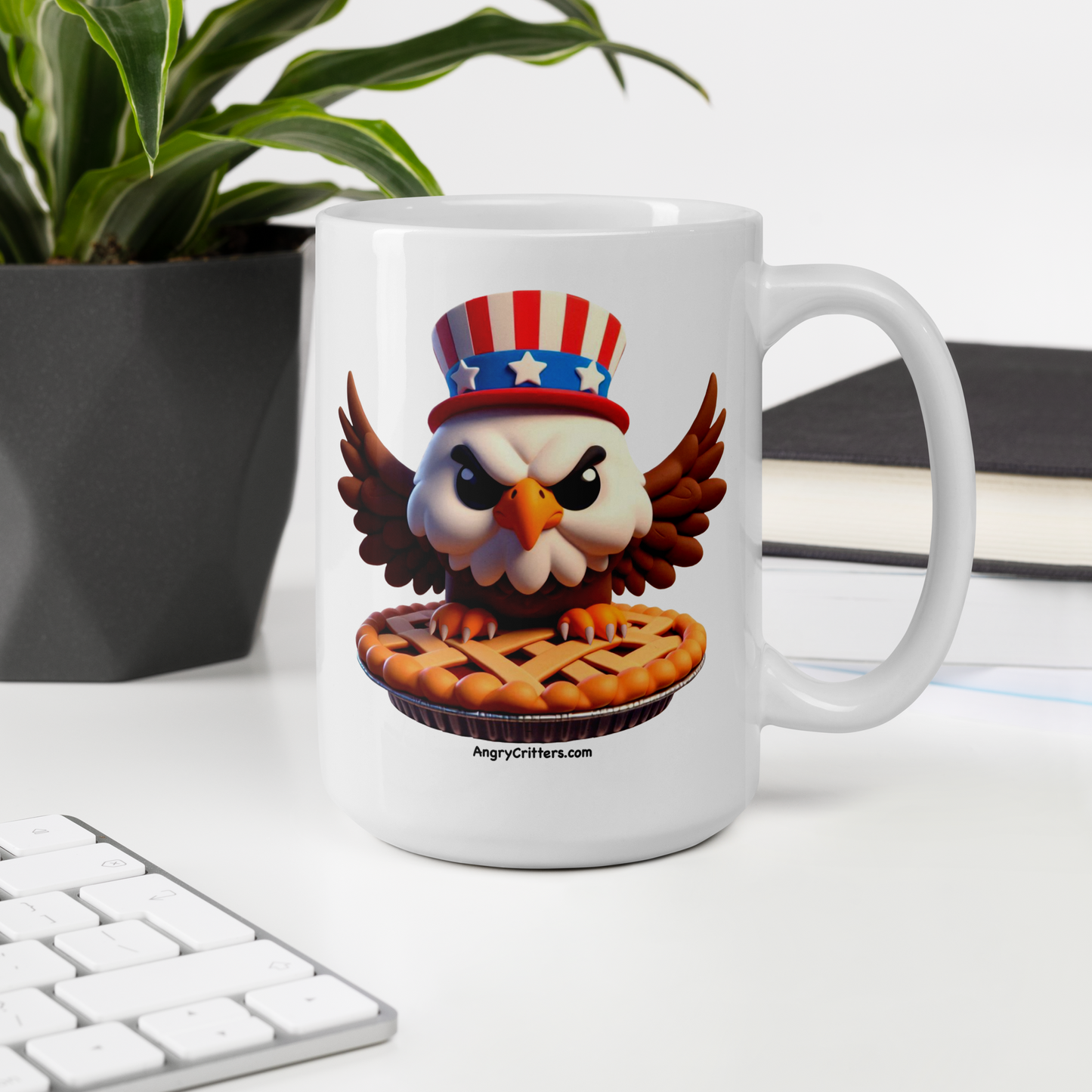 Angry Critters - American Eagle, White glossy mug