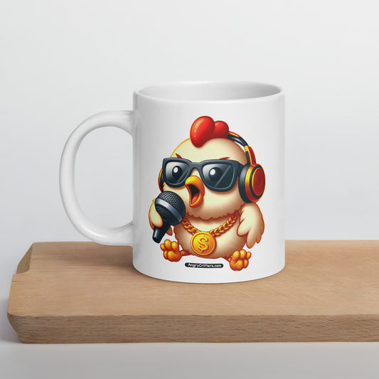 Angry Critters - Rap Chick White glossy mug