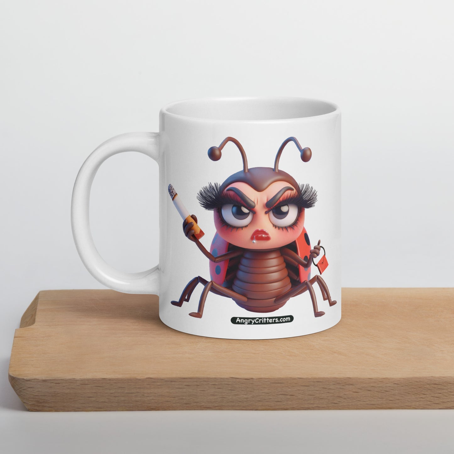 Angry Critters - That’s No Ladybug, White glossy mug