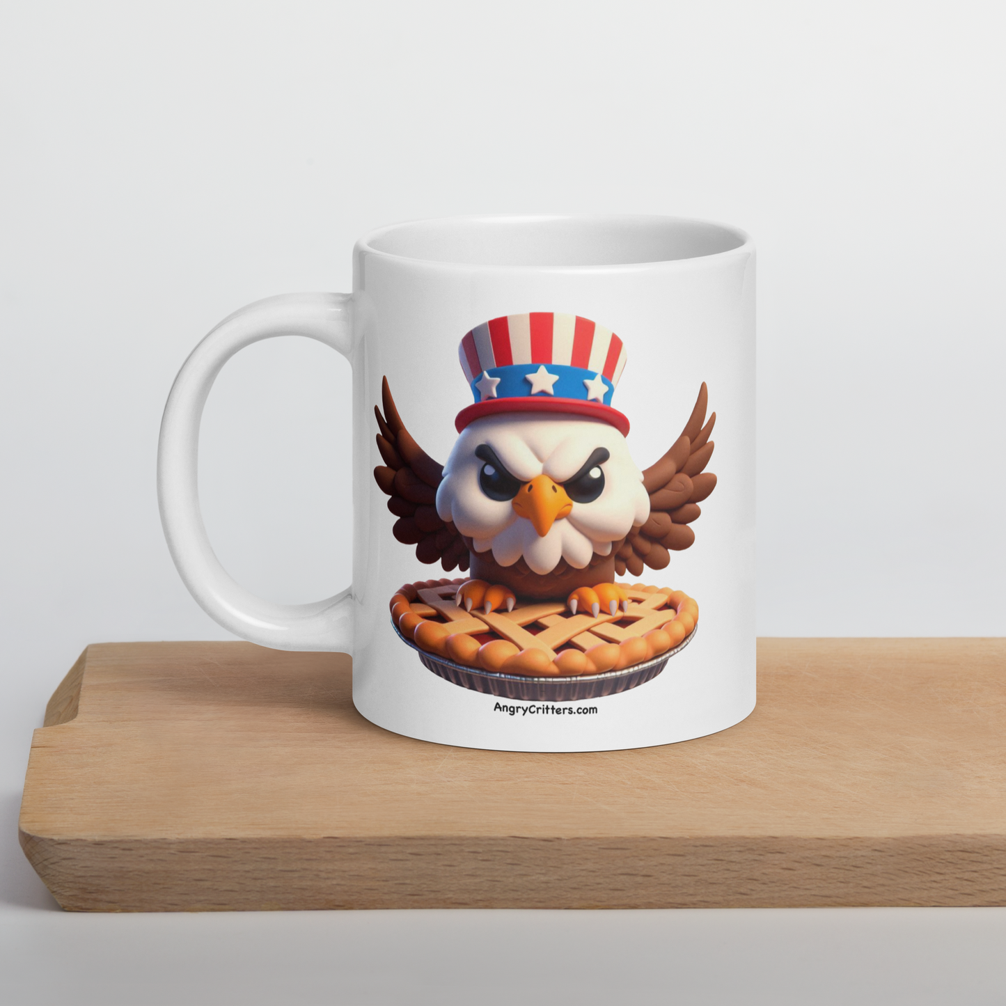 Angry Critters - American Eagle, White glossy mug