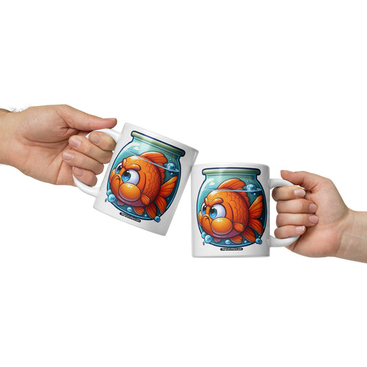 Angry Critters - Goldfish White glossy mug